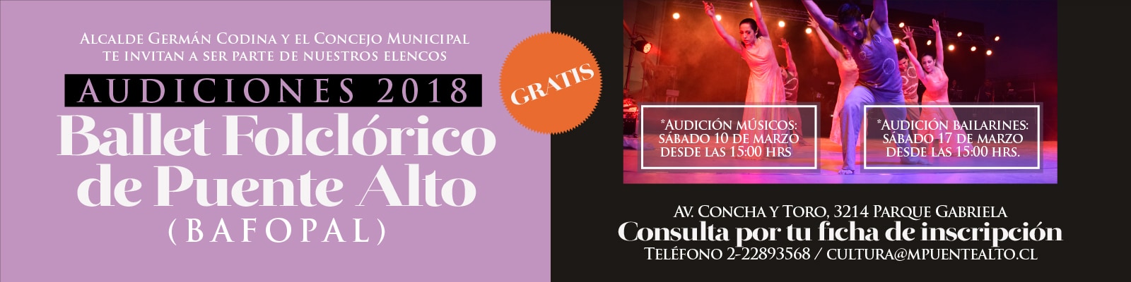 Participa en las audiciones BAFOPAL 2018.