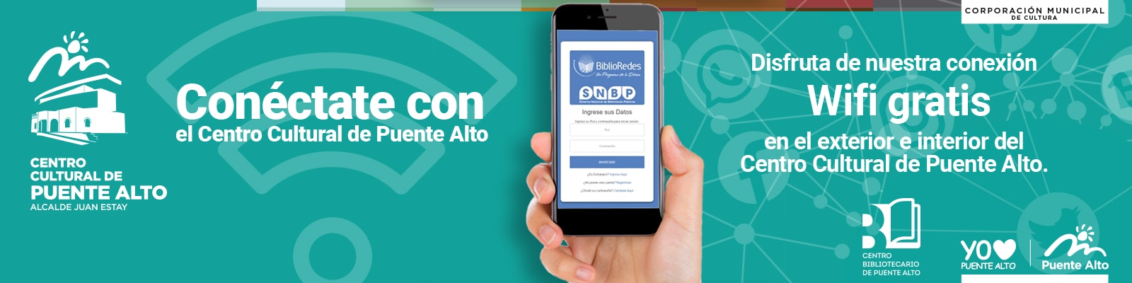 Conéctate al WIFI Gratuito del Centro Cultural de Puente Alto.