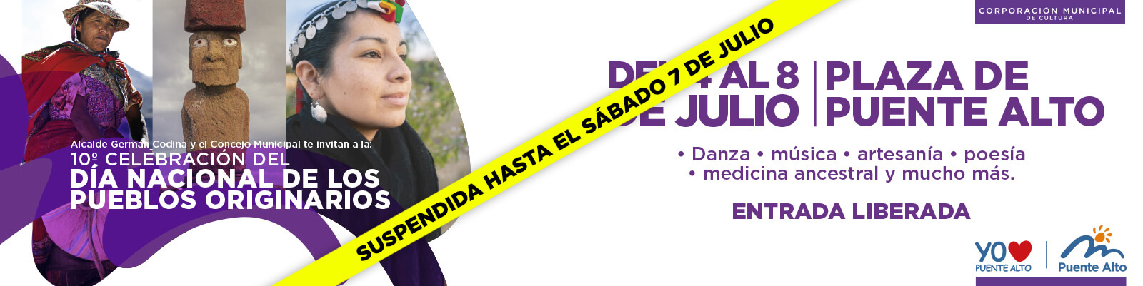¡Atención! Este viernes 06 de julio, se suspenden las actividades de la Celebración del Día Nacional de los Pueblos Originarios.