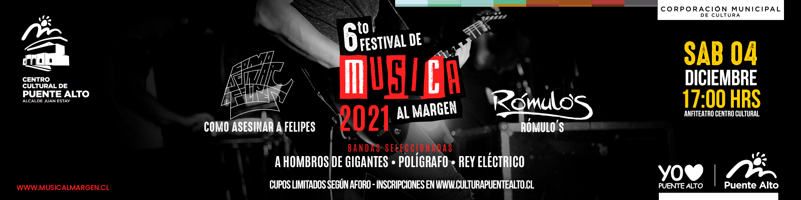 6to Festival Música al Margen: “Como Asesinar a Felipes” y “Rómulo’s” en el Centro Cultural de Puente Alto